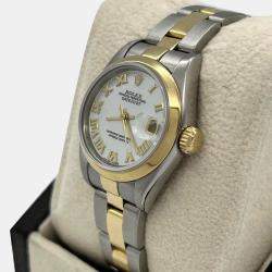 Pre Owned Rolex Datejust 79163 Automatic Mother of Pearl Dial 18K Yellow Gold Stainless Steel Women's Wristwatch 26mm