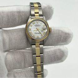 Pre Owned Rolex Datejust 79163 Automatic Mother of Pearl Dial 18K Yellow Gold Stainless Steel Women's Wristwatch 26mm