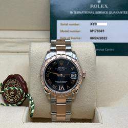 Pre Owned Rolex Datejust 178341 Automatic Stainless Steel 18K Rose Gold Diamond Women's Wristwatch 31 mm