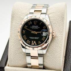 Pre Owned Rolex Datejust 178341 Automatic Stainless Steel 18K Rose Gold Diamond Women's Wristwatch 31 mm