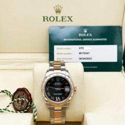 Pre Owned Rolex Datejust 178341 Automatic Stainless Steel 18K Rose Gold Diamond Women's Wristwatch 31 mm