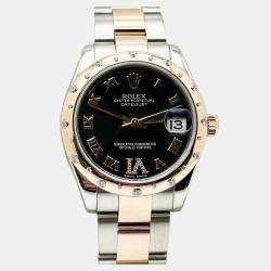 Pre Owned Rolex Datejust 178341 Automatic Stainless Steel 18K Rose Gold Diamond Women's Wristwatch 31 mm