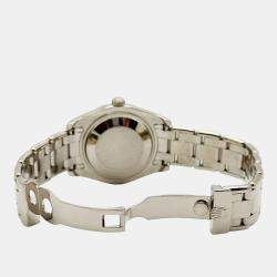 Pre Owned Rolex Datejust Pearlmaster 81339 Automatic Mother of Pearl Diamond Dial 18K White Gold Women's Wristwatch 34 mm