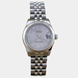 Pre Owned Rolex Datejust 31 178274 Automatic Mother of Pearl Diamond Dial Oystersteel 18k White Gold Women's Wristwatch 31 mm