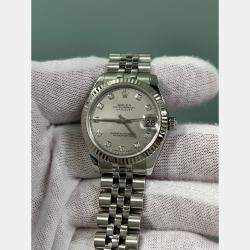 Pre Owned Rolex Datejust 31 178274 Automatic Mother of Pearl Diamond Dial Oystersteel 18k White Gold Women's Wristwatch 31 mm