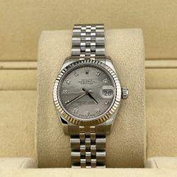 Pre Owned Rolex Datejust 31 178274 Automatic Mother of Pearl Diamond Dial Oystersteel 18k White Gold Women's Wristwatch 31 mm