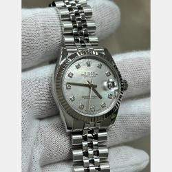 Pre Owned Rolex Datejust 31 178274 Automatic Mother of Pearl Diamond Dial Oystersteel 18k White Gold Women's Wristwatch 31 mm