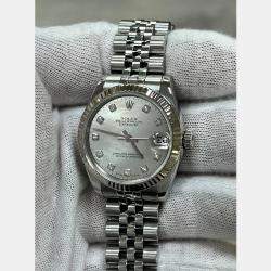 Pre Owned Rolex Datejust 31 178274 Automatic Mother of Pearl Diamond Dial Oystersteel 18k White Gold Women's Wristwatch 31 mm
