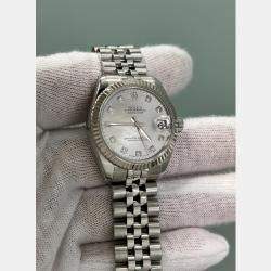 Pre Owned Rolex Datejust 31 178274 Automatic Mother of Pearl Diamond Dial Oystersteel 18k White Gold Women's Wristwatch 31 mm