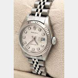 Pre Owned Rolex Datejust 79174 Automatic Jubilee Diamond Dial Stainless Steel 18K White Gold Women's Wristwatch 26 mm