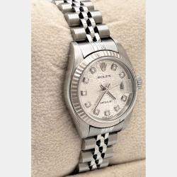 Pre Owned Rolex Datejust 79174 Automatic Jubilee Diamond Dial Stainless Steel 18K White Gold Women's Wristwatch 26 mm