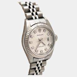 Pre Owned Rolex Datejust 79174 Automatic Jubilee Diamond Dial Stainless Steel 18K White Gold Women's Wristwatch 26 mm