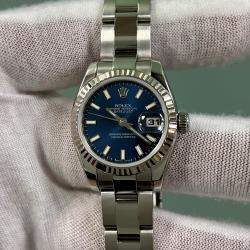 Pre Owned Rolex Datejust 179174 Automatic Blue 18k White Gold Stainless Steel Women's Wristwatch 26 mm