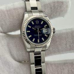 Pre Owned Rolex Datejust 179174 Automatic Blue 18k White Gold Stainless Steel Women's Wristwatch 26 mm