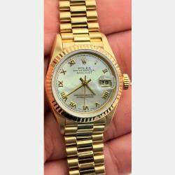 Pre Owned Rolex Datejust 69178 Automatic White 18k Yellow Gold Women's Wristwatch 26 mm