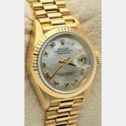 Pre Owned Rolex Datejust 69178 Automatic White 18k Yellow Gold Women's Wristwatch 26 mm