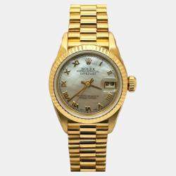 Pre Owned Rolex Datejust 69178 Automatic White 18k Yellow Gold Women's Wristwatch 26 mm