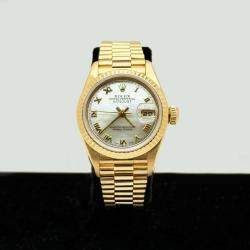Pre Owned Rolex Datejust 69178 Automatic White 18k Yellow Gold Women's Wristwatch 26 mm