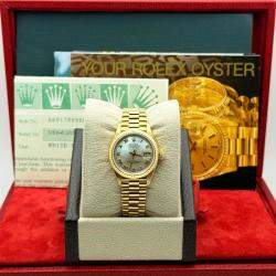 Pre Owned Rolex Datejust 69178 Automatic White 18k Yellow Gold Women's Wristwatch 26 mm