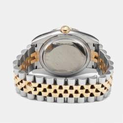 Pre Owned Rolex Datejust 116243-0018 White Mother Of Pearl Dial 18K Yellow Gold Stainless Steel Diamond Men's Wristwatch 36 mm