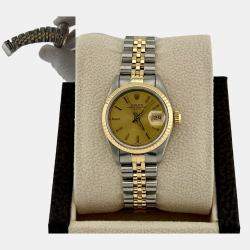 Pre Owned Rolex Datejust 69173 Automatic Gold 18k Yellow Gold Stainless Steel Women's Wristwatch 26 mm