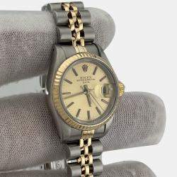 Pre Owned Rolex Datejust 69173 Automatic Gold 18k Yellow Gold Stainless Steel Women's Wristwatch 26 mm