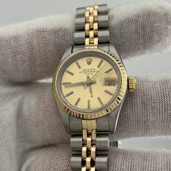 Pre Owned Rolex Datejust 69173 Automatic Gold 18k Yellow Gold Stainless Steel Women's Wristwatch 26 mm