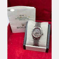 Pre Owned Rolex Datejust 79179 Automatic Silver diamonds 18k White Gold Women's Wristwatch 26 mm