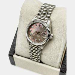 Pre Owned Rolex Datejust 79179 Automatic Silver diamonds 18k White Gold Women's Wristwatch 26 mm