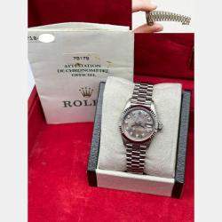 Pre Owned Rolex Datejust 79179 Automatic Silver diamonds 18k White Gold Women's Wristwatch 26 mm