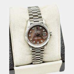 Pre Owned Rolex Datejust 79179 Automatic Silver diamonds 18k White Gold Women's Wristwatch 26 mm