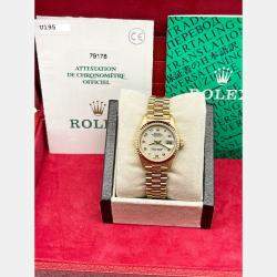 Pre Owned Rolex Datejust 79178 Automatic Cream 18k Yellow Gold Women's Wristwatch 26 mm