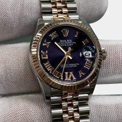 Pre Owned Rolex Datejust 278271 Automatic Purple diamonds 18k Rose Gold Stainless Steel Women's Wristwatch 31 mm