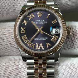 Pre Owned Rolex Datejust 278271 Automatic Purple diamonds 18k Rose Gold Stainless Steel Women's Wristwatch 31 mm