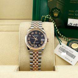 Pre Owned Rolex Datejust 278271 Automatic Purple diamonds 18k Rose Gold Stainless Steel Women's Wristwatch 31 mm