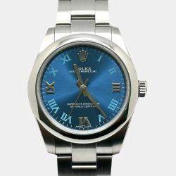 Pre Owned Rolex Oyster Perpetual 177200 Automatic Blue Stainless Steel Women's Wristwatch 31 mm