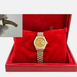 Pre Owned Rolex Datejust 69138 Automatic Gold diamonds 18k Yellow Gold Women's Wristwatch 26 mm