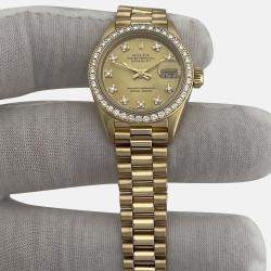 Pre Owned Rolex Datejust 69138 Automatic Gold diamonds 18k Yellow Gold Women's Wristwatch 26 mm