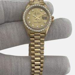 Pre Owned Rolex Datejust 69138 Automatic Gold diamonds 18k Yellow Gold Women's Wristwatch 26 mm