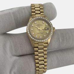 Pre Owned Rolex Datejust 69138 Automatic Gold diamonds 18k Yellow Gold Women's Wristwatch 26 mm