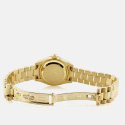 Pre Owned Rolex President Datejust 179138 Automatic White diamonds 18k Yellow Gold Women's Wristwatch 26 mm