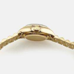Pre Owned Rolex President Datejust 179138 Automatic White diamonds 18k Yellow Gold Women's Wristwatch 26 mm