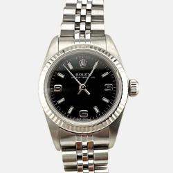 Pre Owned Rolex Oyster Perpetual 76094 Automatic Black Stainless Steel Women's Wristwatch 24 mm