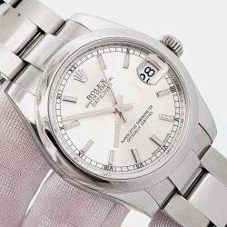 Pre Owned Rolex Datejust 178240 Automatic Silver Index Dial Stainless Steel Women's Wristwatch 31 mm