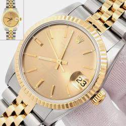 Pre Owned Rolex Datejust 68273 Automatic Champagne Index Dial Yellow Gold Stainless Steel Women's Wristwatch 31 mm
