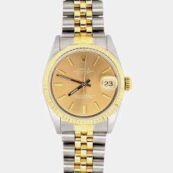 Pre Owned Rolex Datejust 68273 Automatic Champagne Index Dial Yellow Gold Stainless Steel Women's Wristwatch 31 mm
