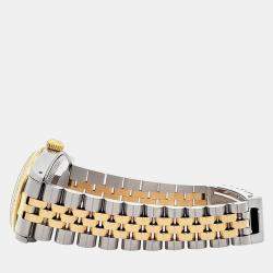 Pre Owned Rolex Datejust 68273 Automatic Factory Champagne Diamond Dial 18k Yellow Gold Stainless Steel Women's Wristwatch 31 mm