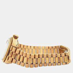 Pre Owned Rolex President Datejust 6927 Automatic Bark Finish 18k Yellow Gold Women's Wristwatch 26 mm
