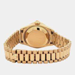 Pre Owned Rolex President Datejust 69138 Automatic Champagne Diamond Dial & Bezel Yellow Gold Women's Wristwatch 26 mm