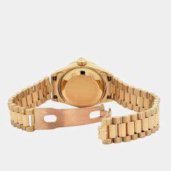 Pre Owned Rolex President Datejust 69138 Automatic Champagne Diamond Dial & Bezel Yellow Gold Women's Wristwatch 26 mm